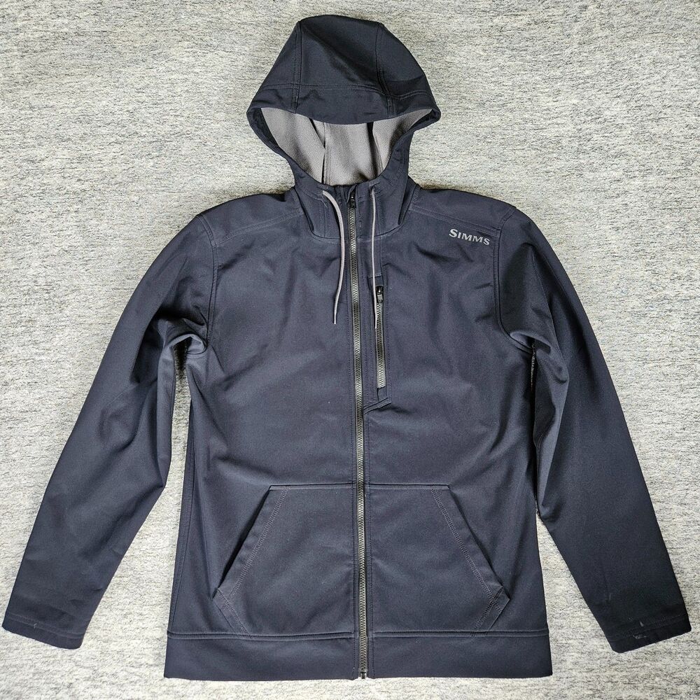 Simms Rogue Fleece Hoody Jacket Softshell Black Men’s Size Medium Fishing Zip Up